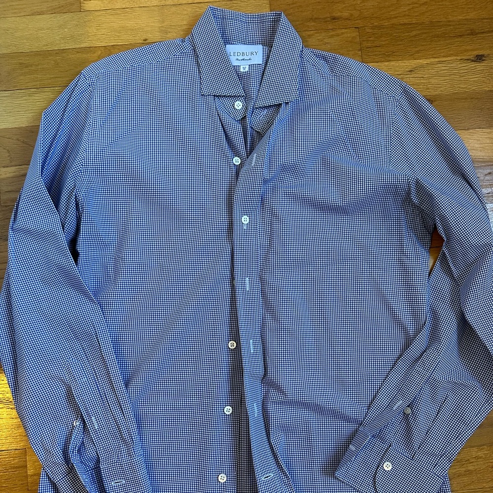 Ledbury Men’s Dress Shirt, blue and white check